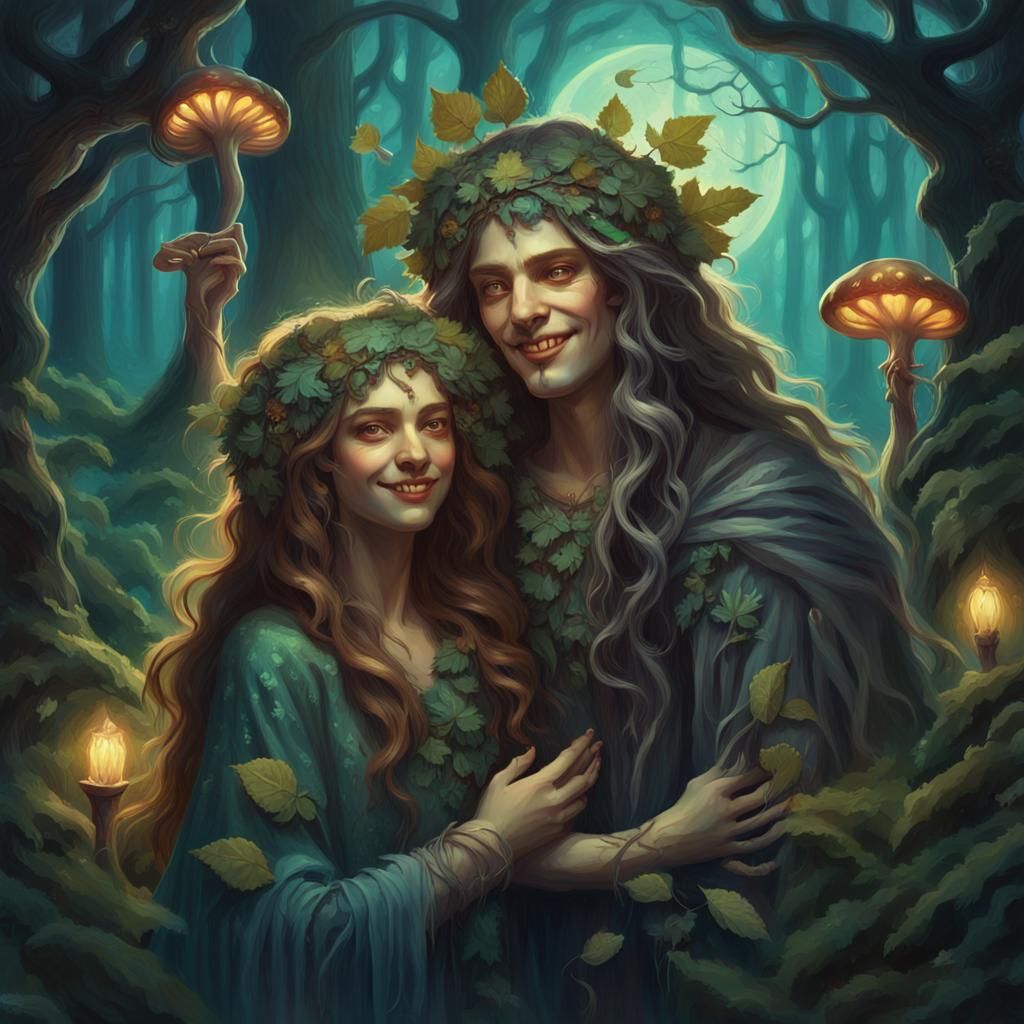 Dryad and Vampire Couple in Baroque Style
