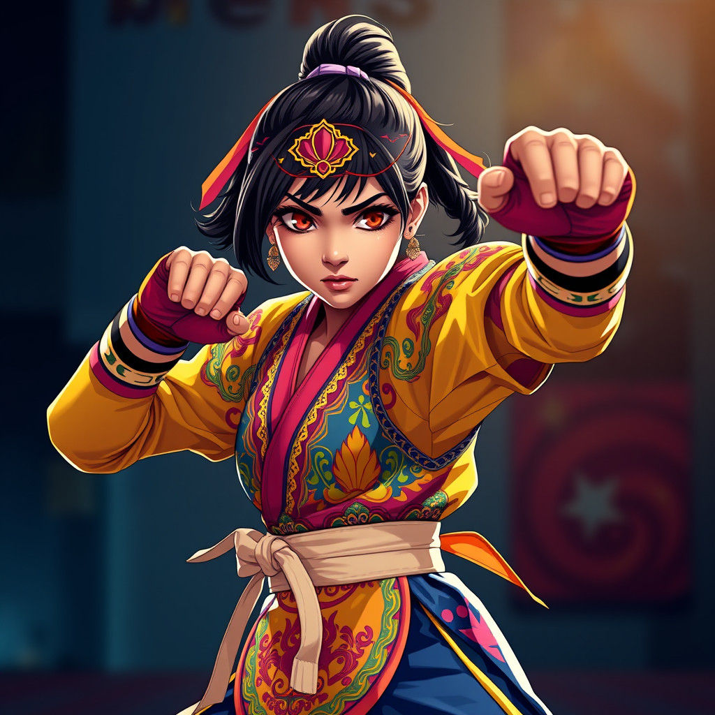 Colombian Girl in Fighting Gear, Studio Trigger Style