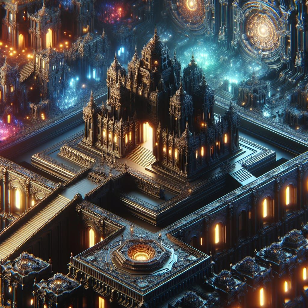 Detailed Estate with Maze in a Matte Painting Style