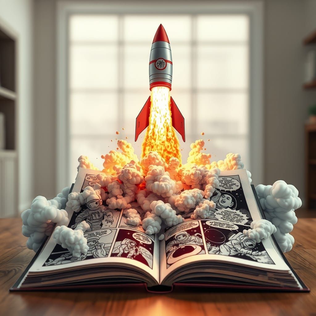 Rocket Blasts Off from Comic Book in 3D Syd Mead-Inspired St...