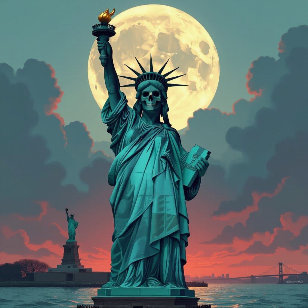 Statue of Liberty Skull Sword, Dark Art Style