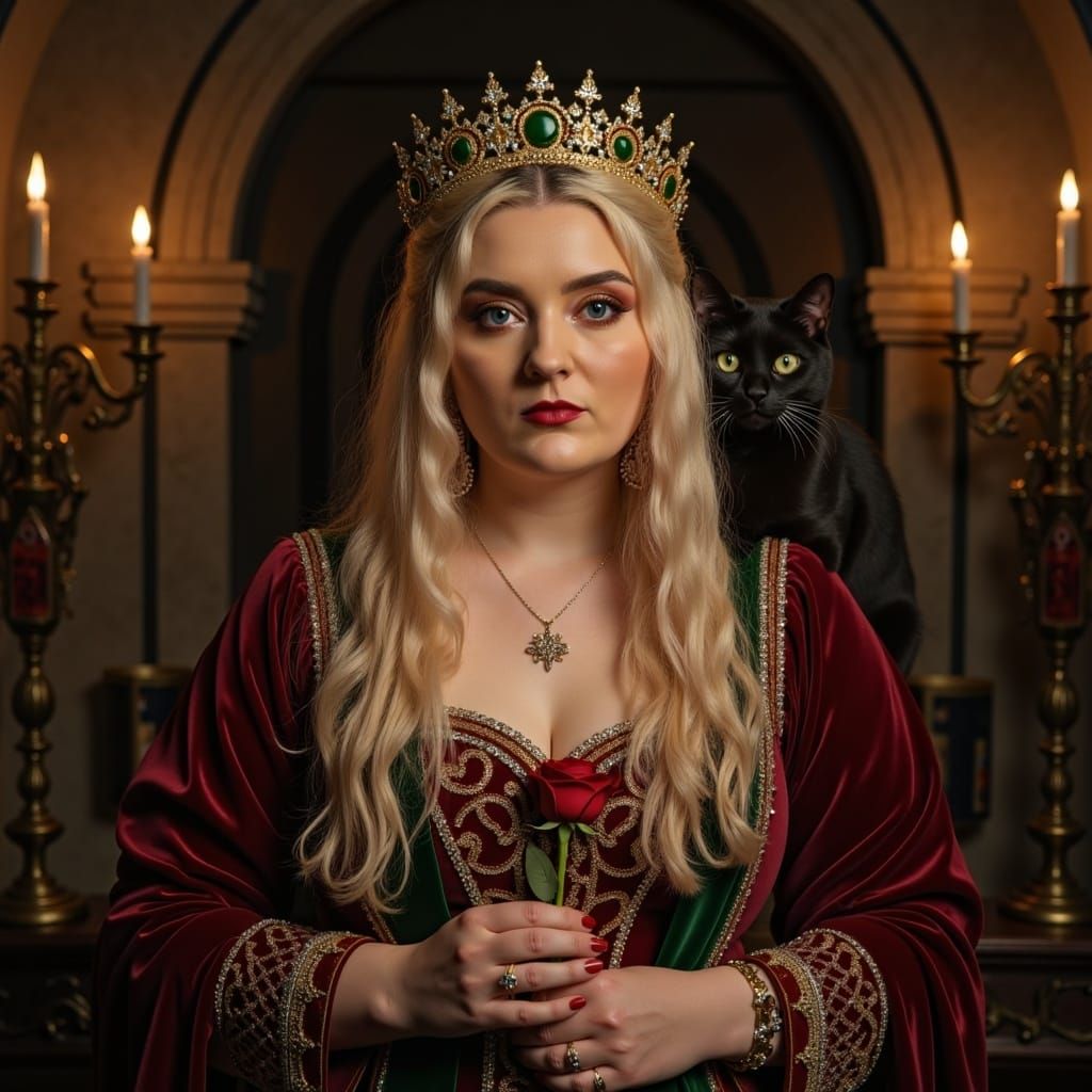 Regal Medieval Queen in a Dark, Moody Setting