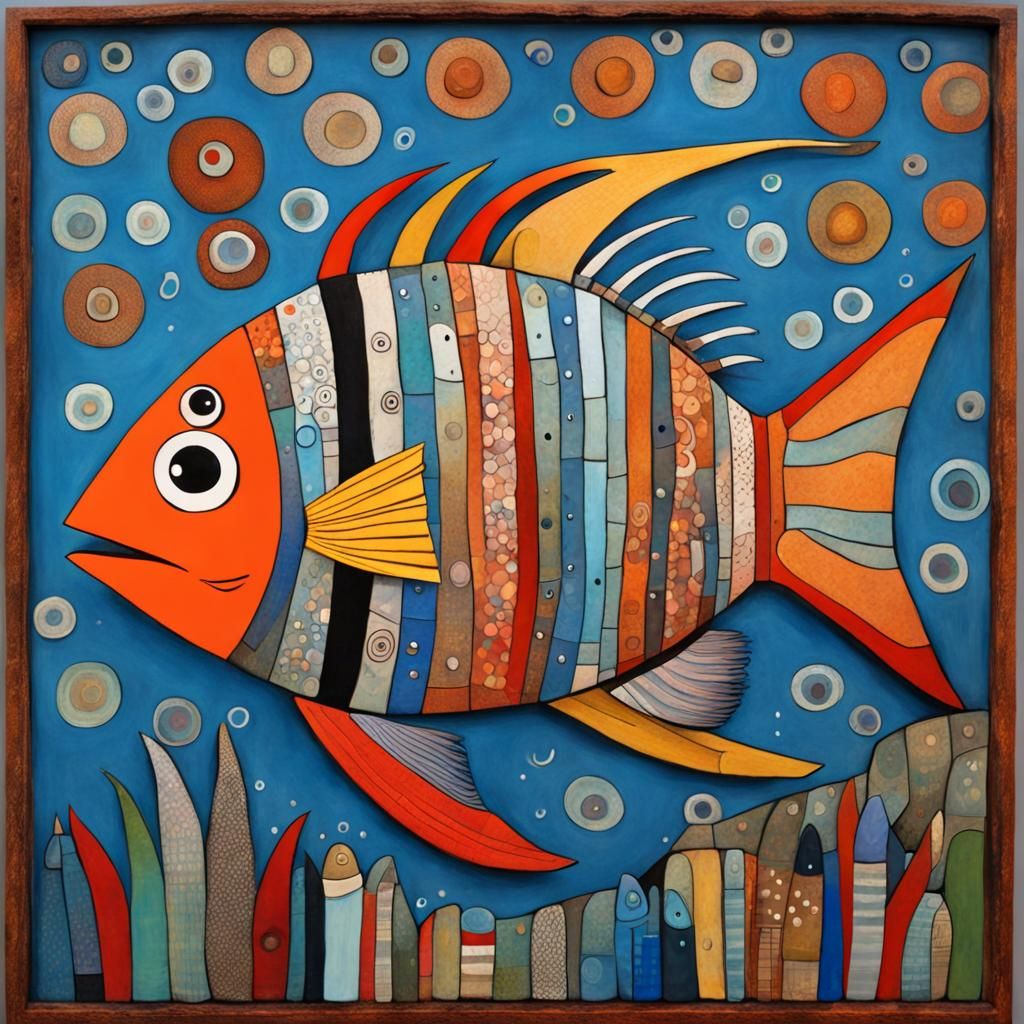 Colorful Fish Art Inspired by Naive Style