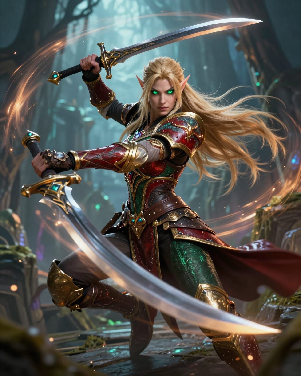 Blood Elf Ranger in Dynamic Combat Pose