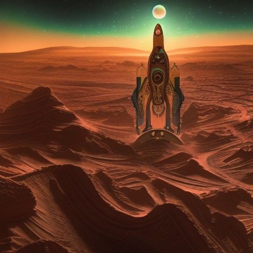 Mars Space Town: Art Nouveau Rococo Cosmic Art