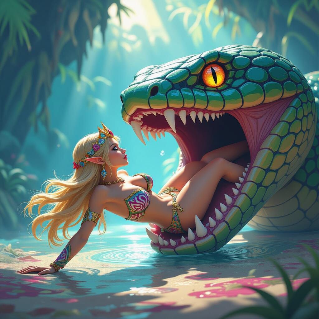 Zelda and the Snake's Maw: Fantasy Art
