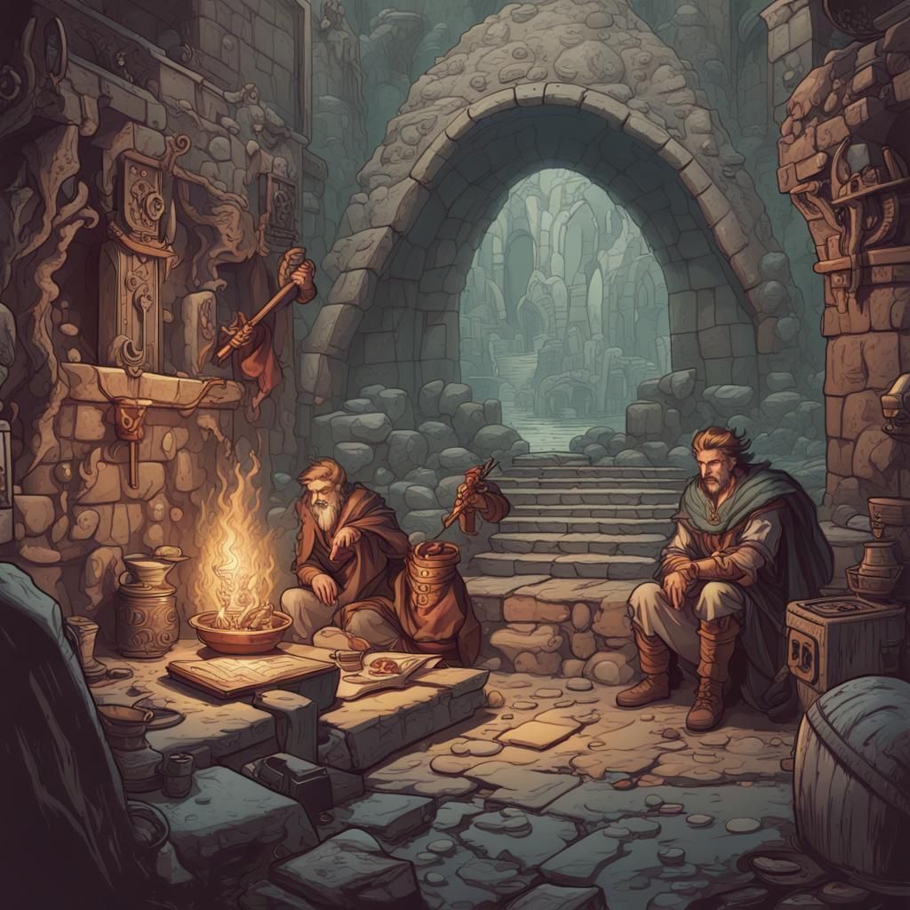 Magic Scroll in Retro D&D Style