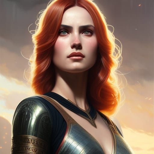 Rococo Portrait of a Red-Haired Jedi Lady