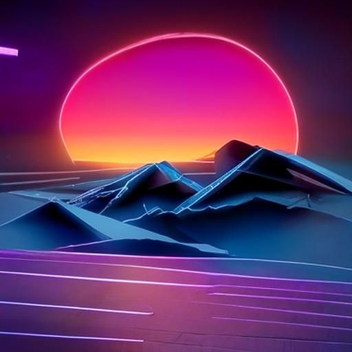 Synthwave Sunrise with Retro-Futuristic Aesthetic