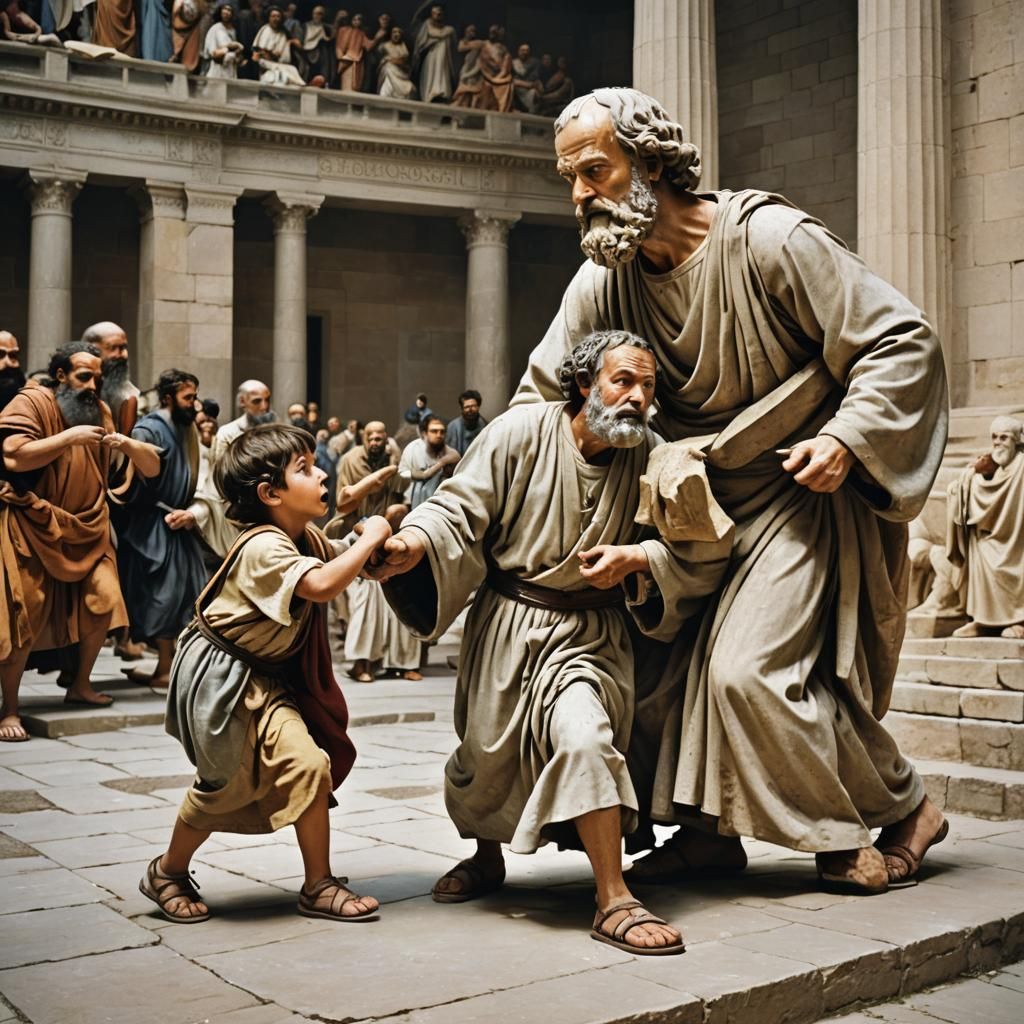 Man Attacks Philosopher in Color Photo