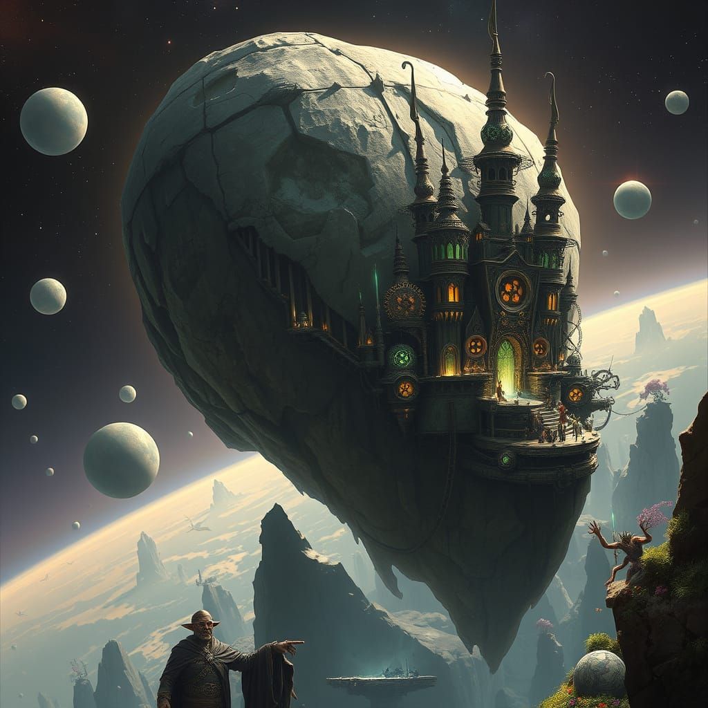 Dwemer City Amidst Asteroid Cosmos