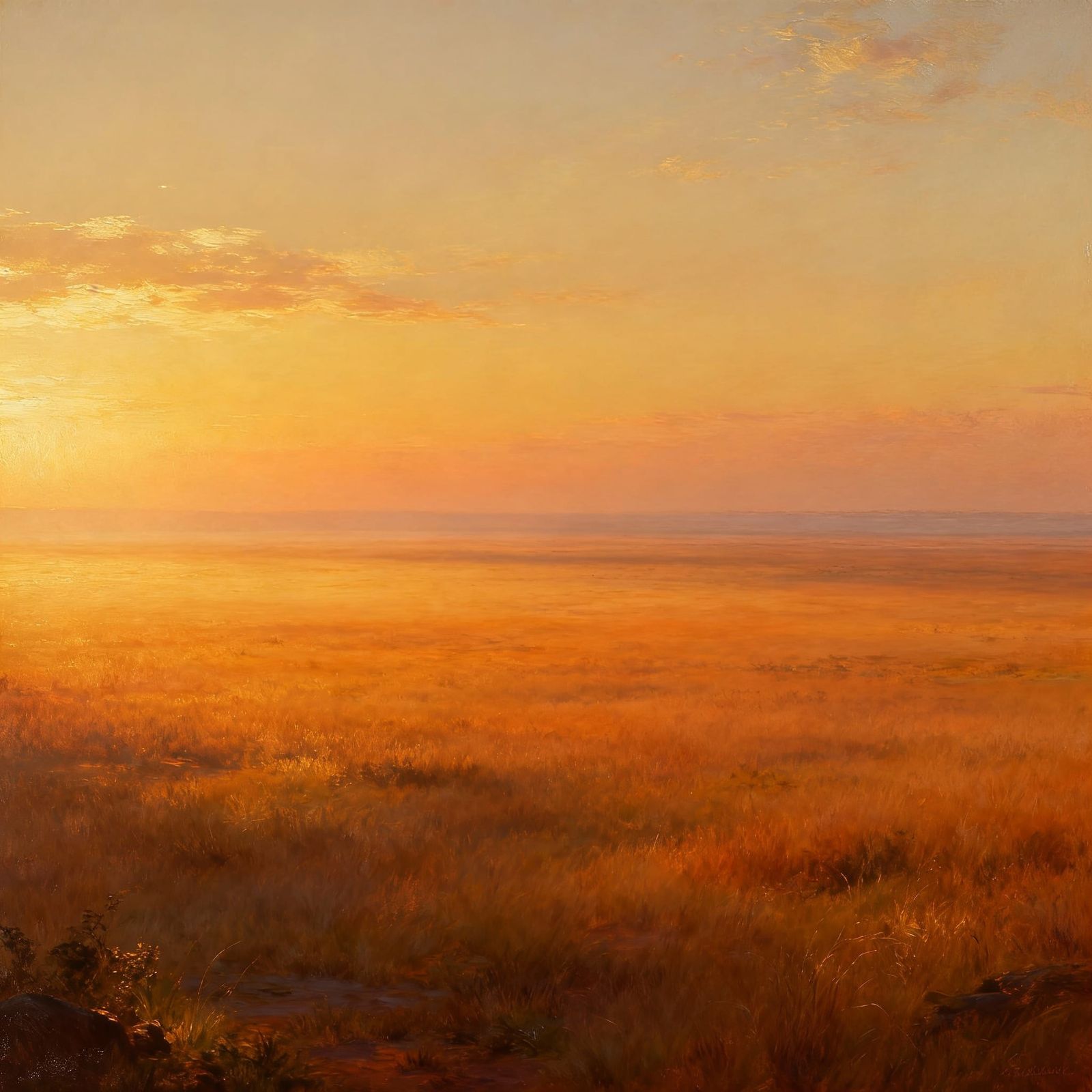 African Savanna Sunrise: A Serene, Uninterrupted Landscape
