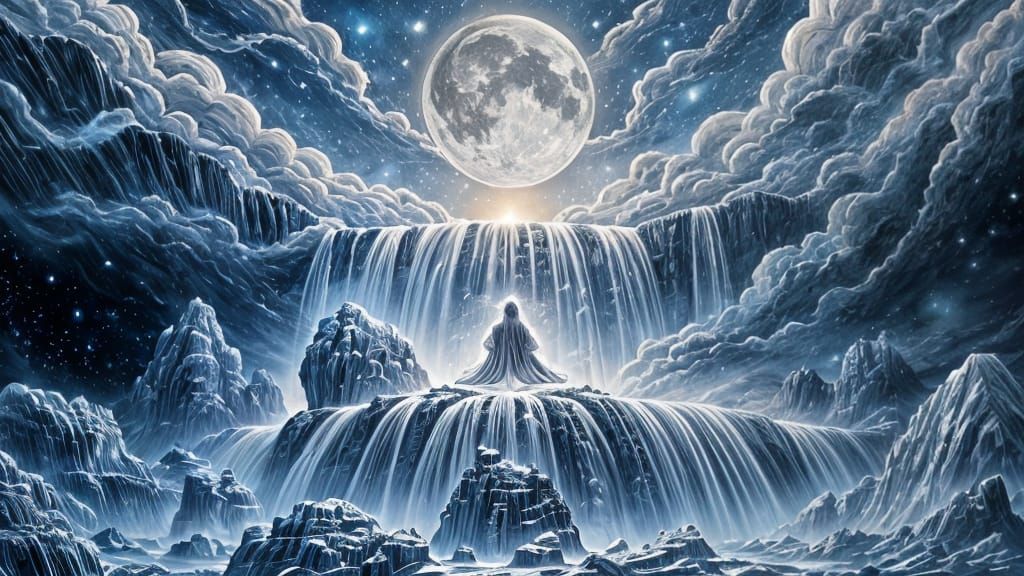Cosmic Enlightenment Illuminated by Silver Moonlight