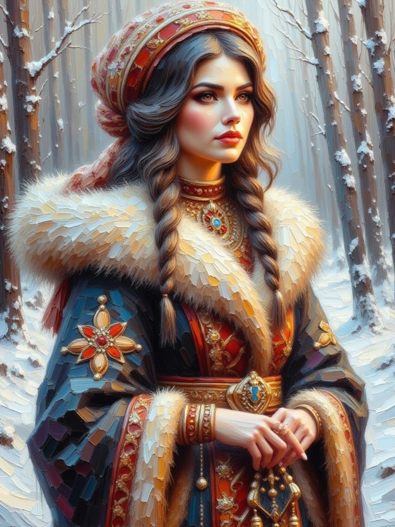 Siberian Woman in Impasto Style