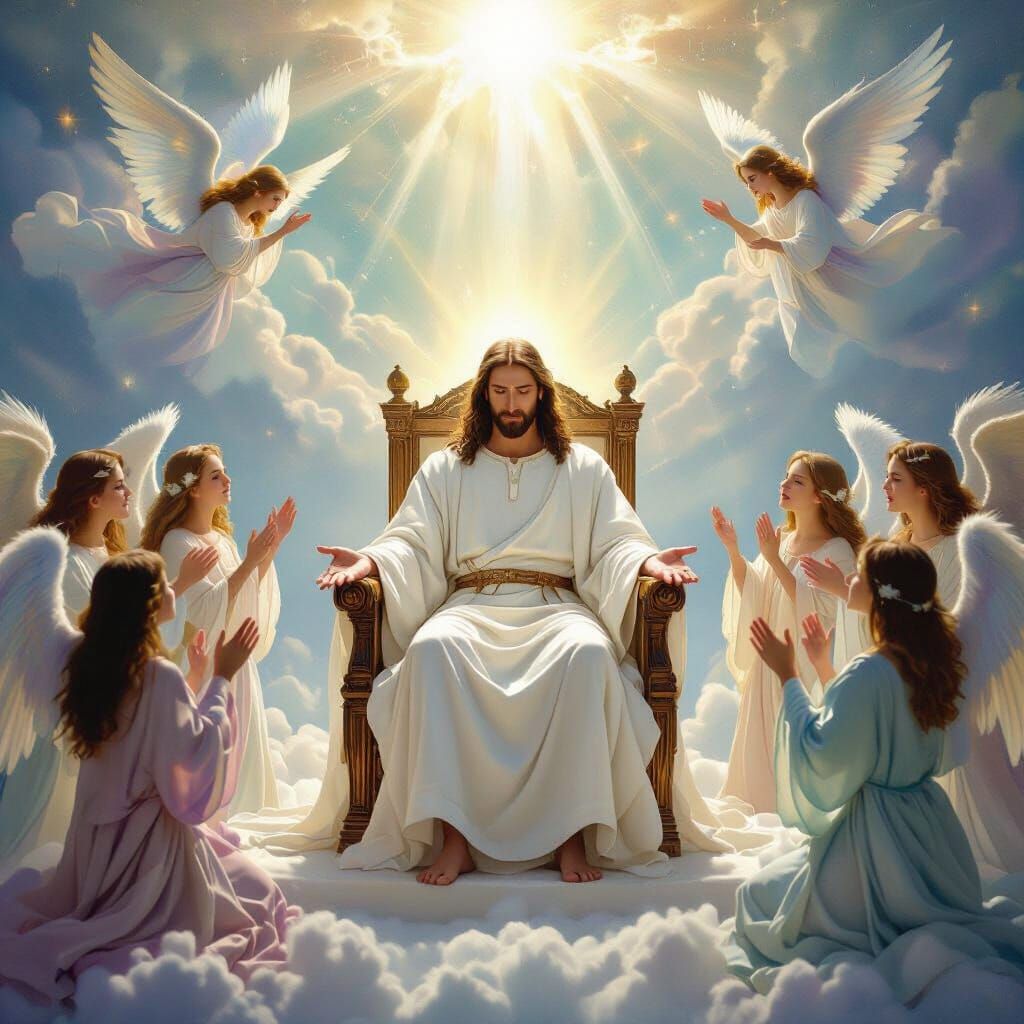 Jesus Enthroned in Heaven, Ethereal Illustration