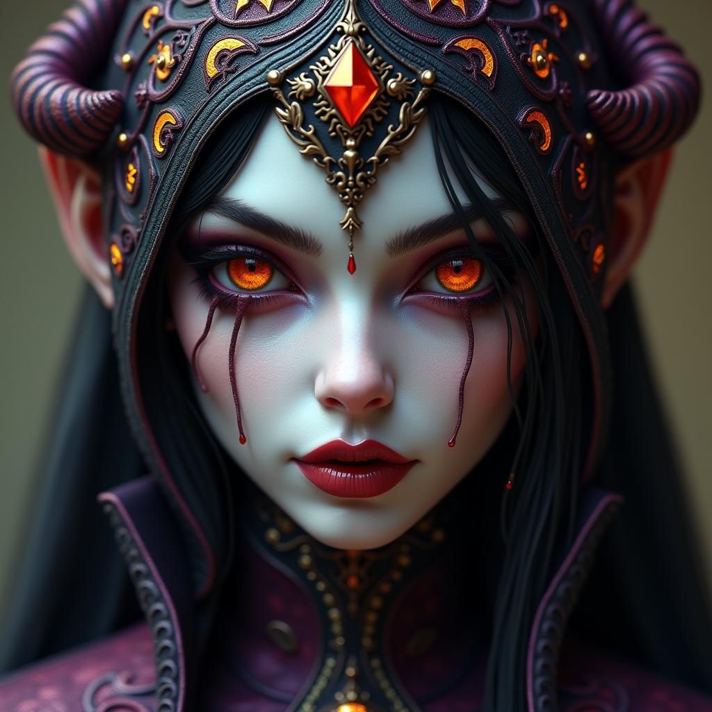 Vampire Female Portrait in Dark Fantasy Style