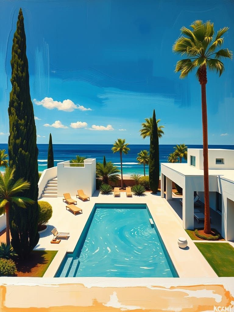 Oceanfront Modern Home in Abstract Expressionist Style