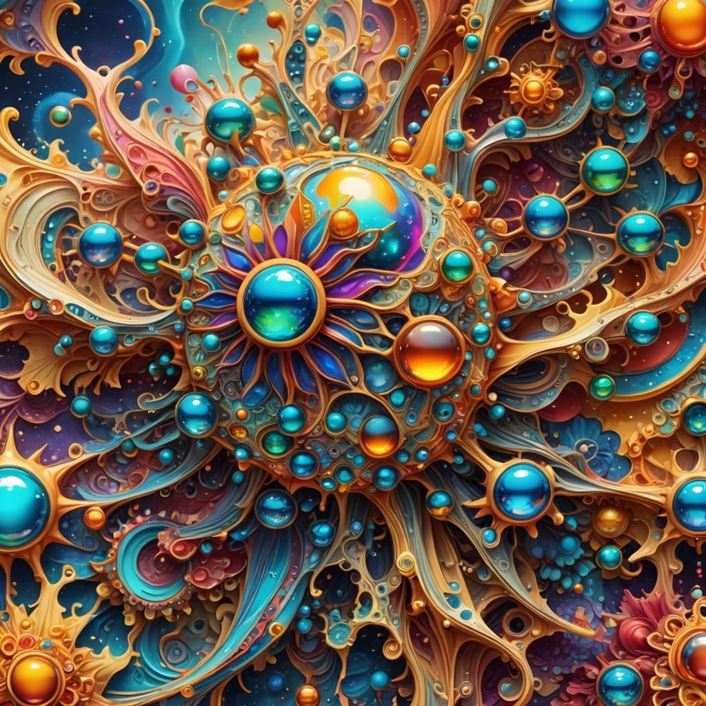 Hyperrealistic THC Molecule in Mixed Media
