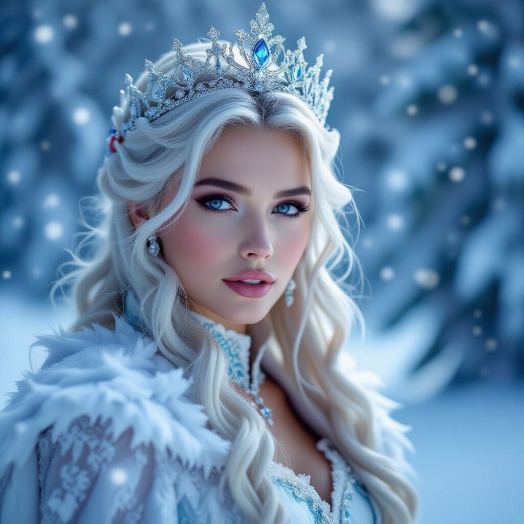 Ultra-Realistic Snow Queen in Digital Matte Painting