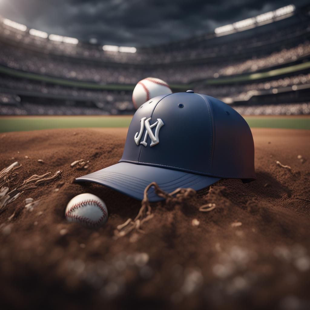 Baseball and Hat in Detailed Matte Painting