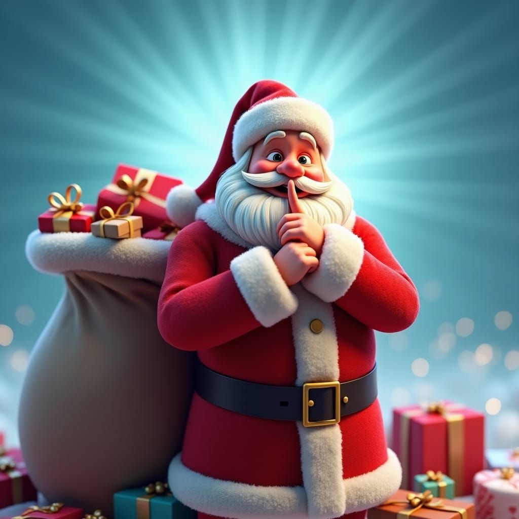 Santa Claus Hush in Digital 3D Art Style