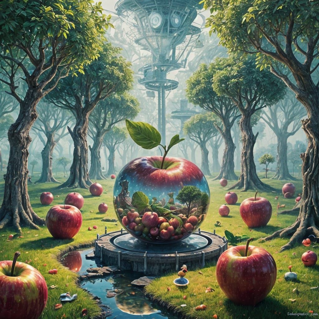 Whimsical Apples in Fantastical Landscapes
