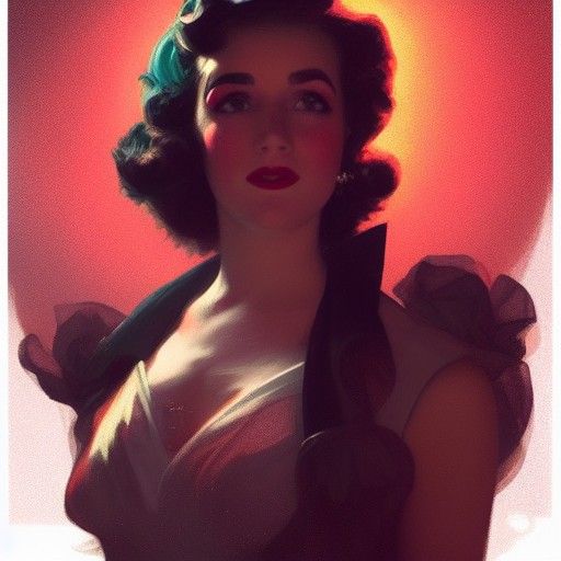 1940s Disco Dancer Portrait in Art Nouveau Style