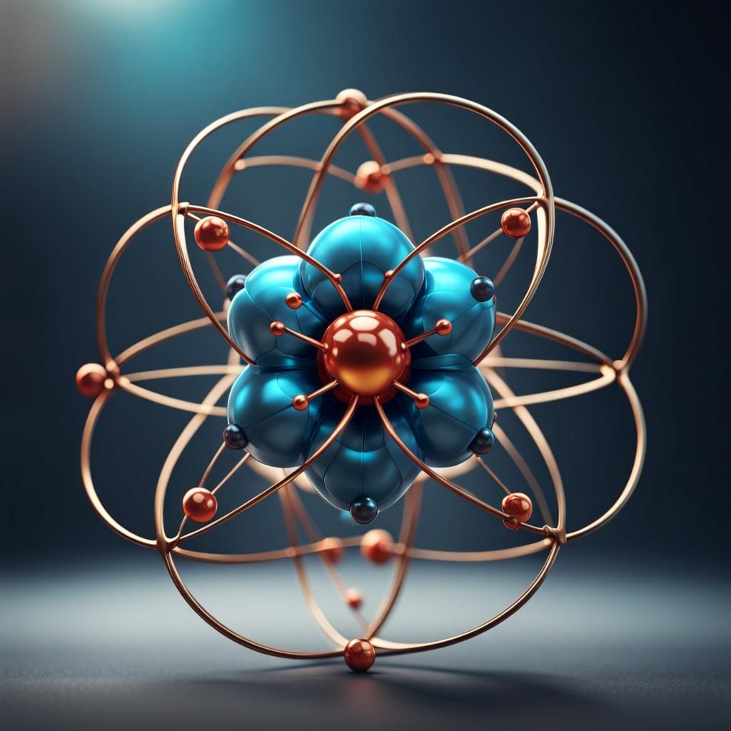 Detailed 3D Illustration of an Atom