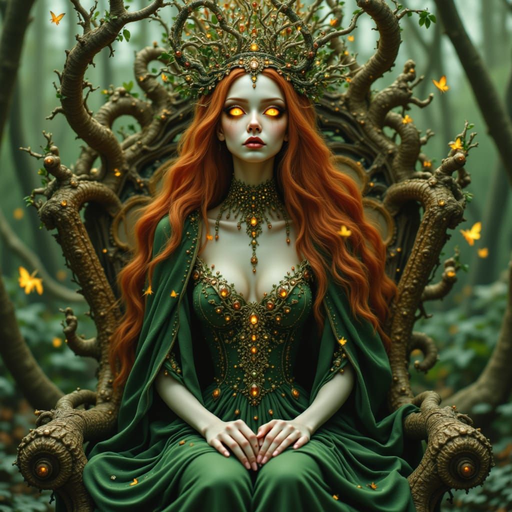 Regal Forest Queen in Art Nouveau Style