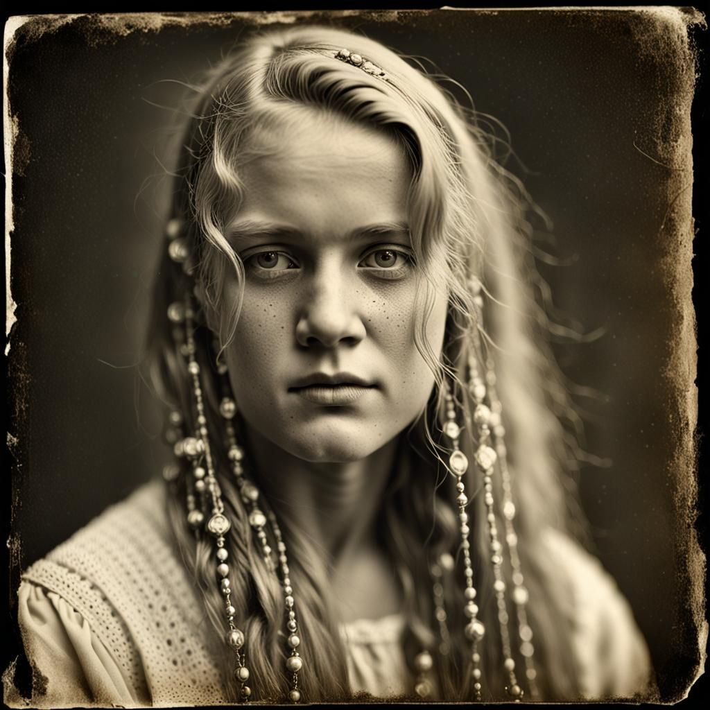 Moody Wetplate Portrait of Sweating Blond Woman