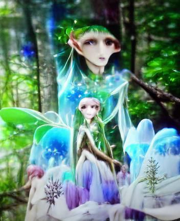Ethereal Elf in Iridescent Fantasy Anime Forest