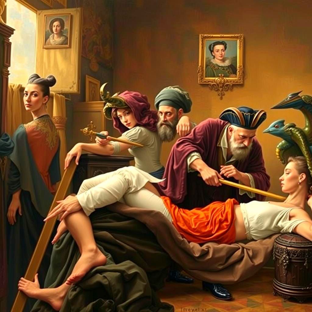 Psychedelic Rembrandt Portrait: Dutch Master on Acid