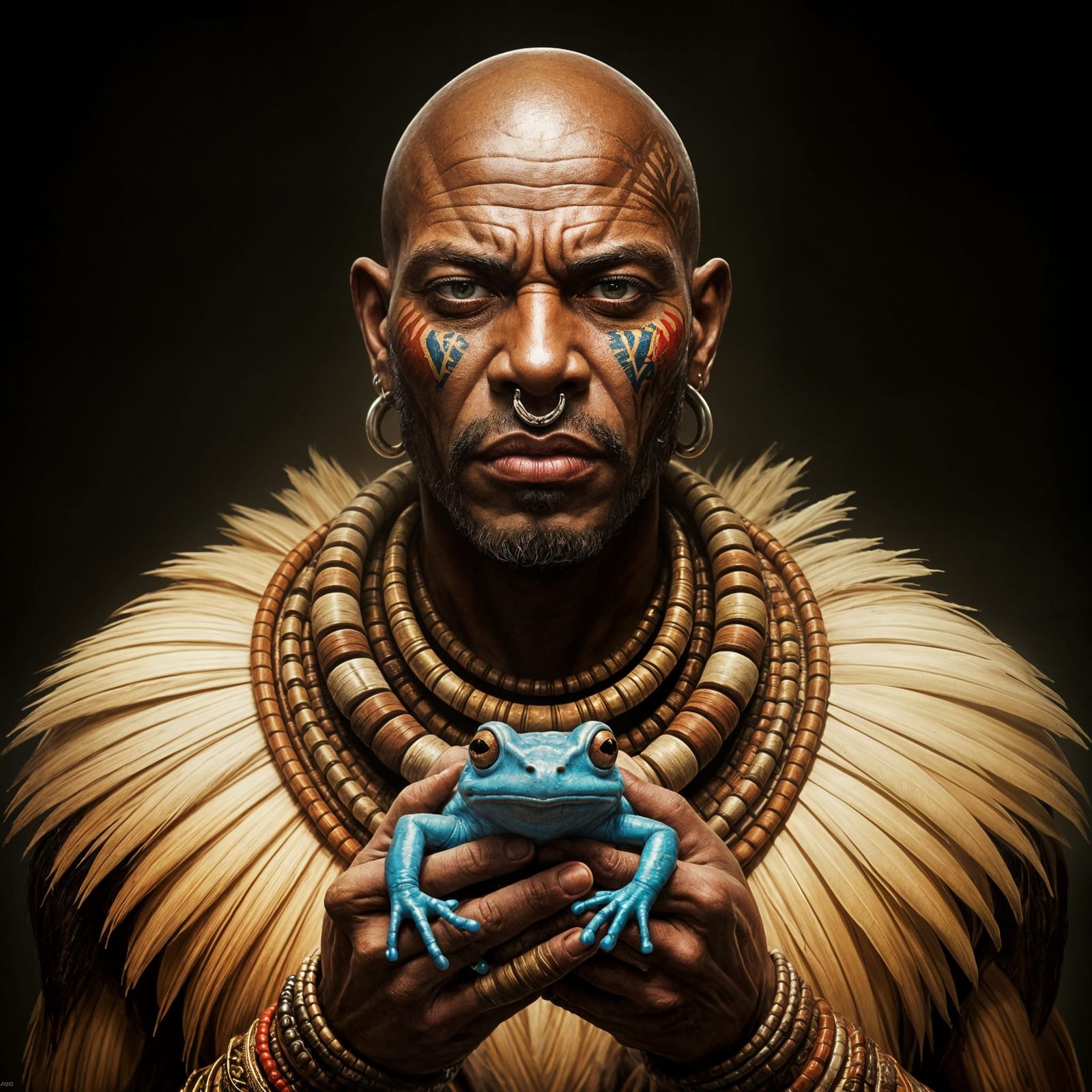 African Woodu Shaman with Blue Frog Boon, in Frank Frazetta ...