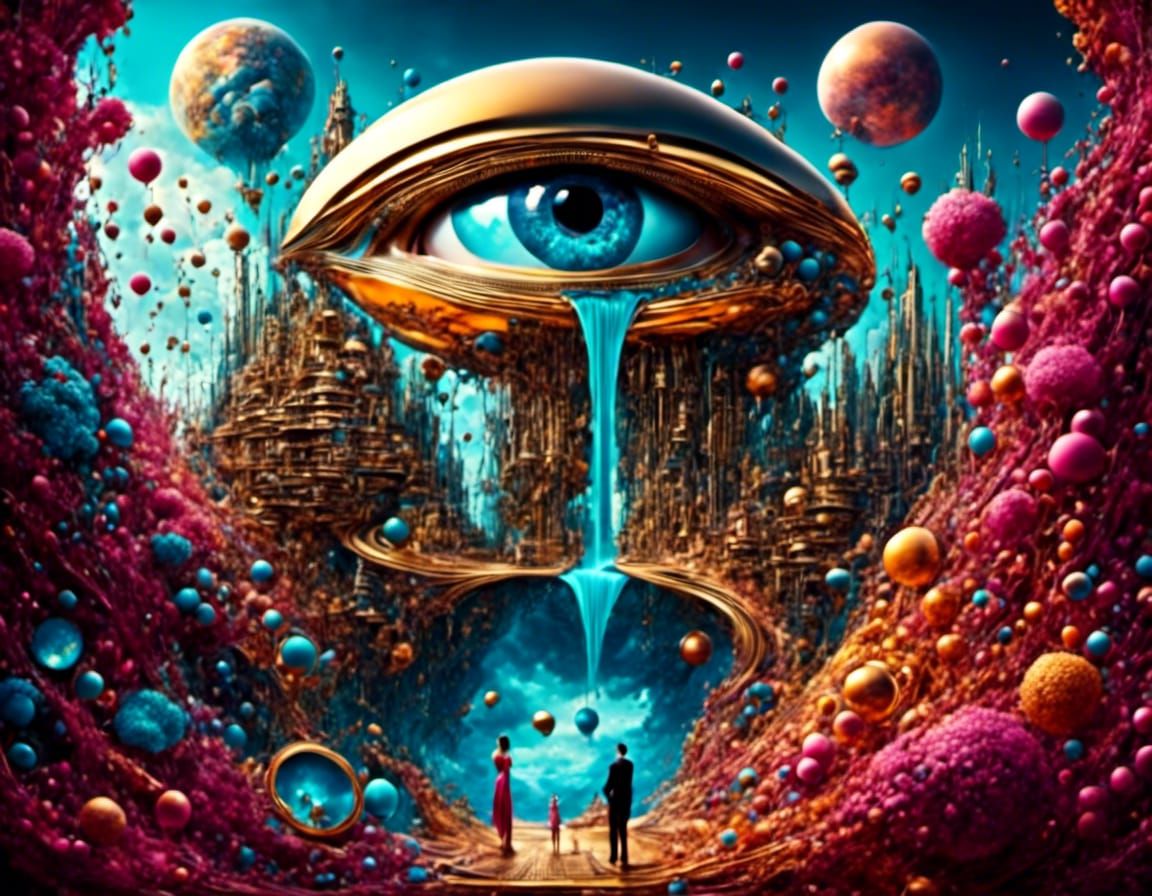 Surreal Melting Oil Canvas in Comic Book Style