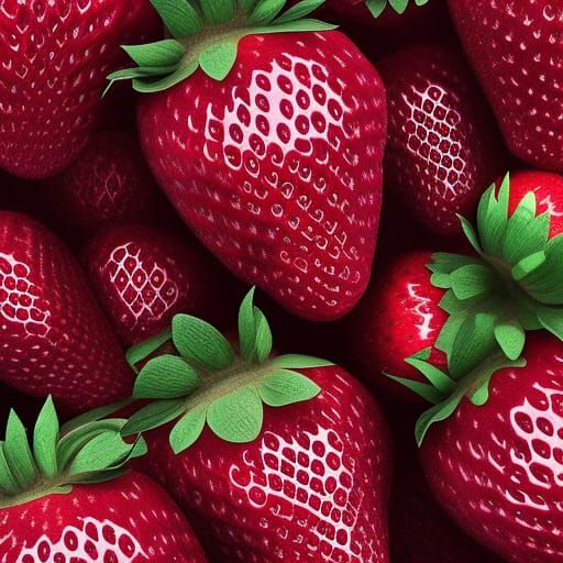 Giant Strawberries in a Fantastical Landscape