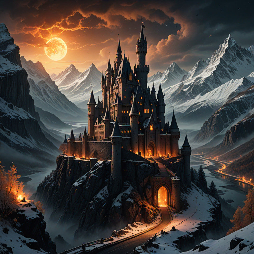 Epic Snow-Covered Castle Scene in Breathtaking 8K