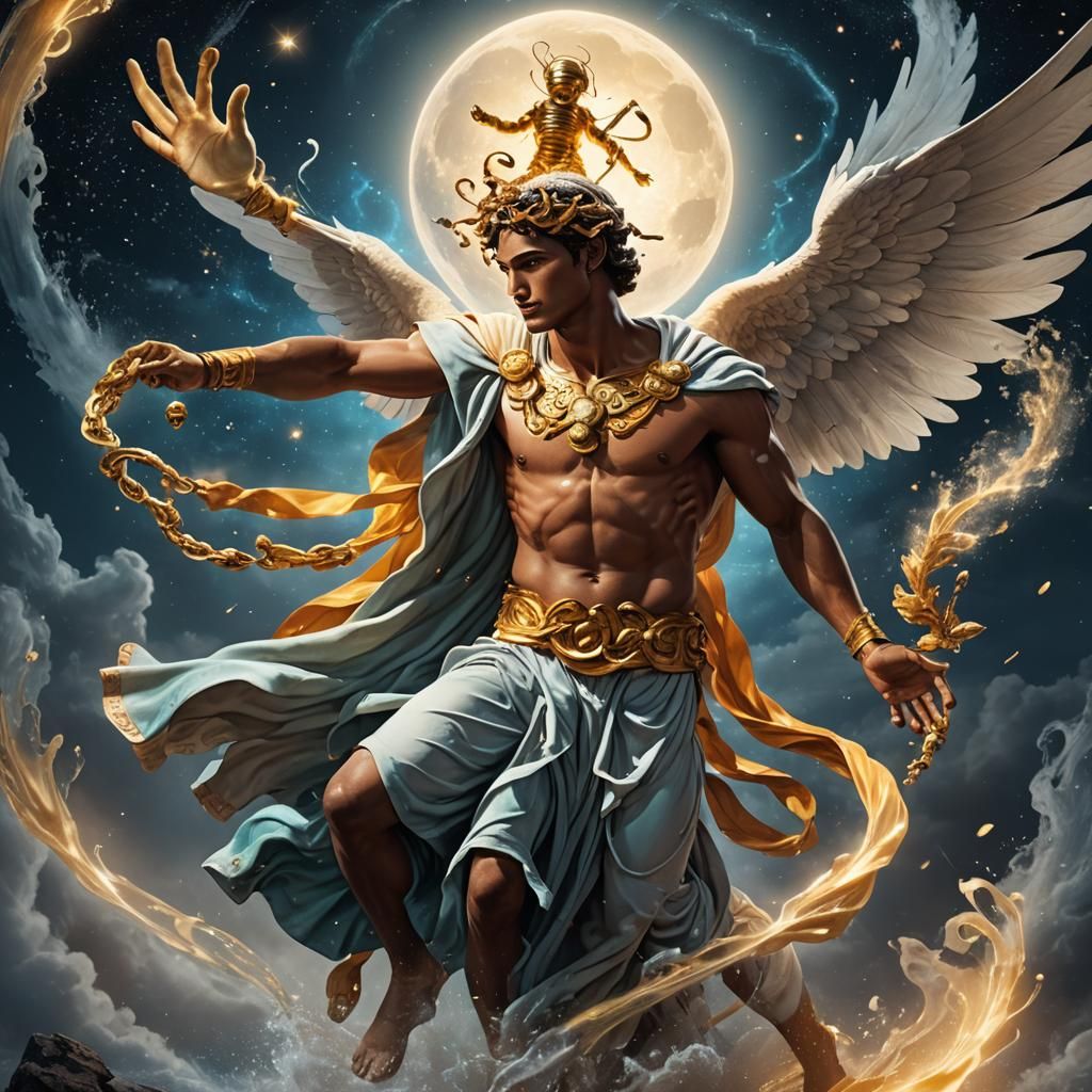 Hermes Herald Spinning Rod in Lunar Light: Splash Art