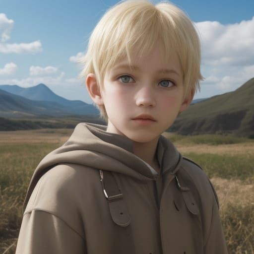 Blond Boy Bathed in Firelight and God Rays