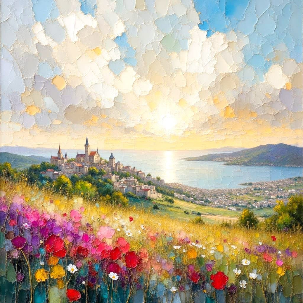 Impasto Oil Painting of United Seascapes and Cityscapes