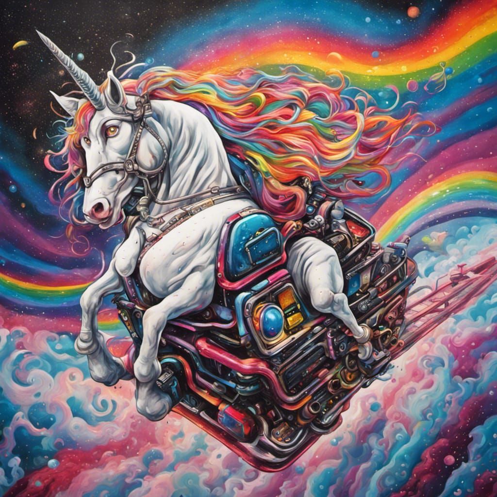 Woman Rides Rollercoaster in Space: Graffiti Art