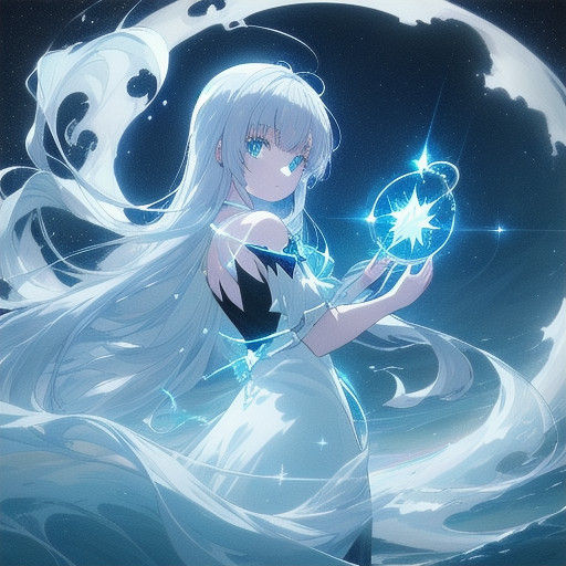 Serene Moon Goddess of the Tides and Stars in Anime Style