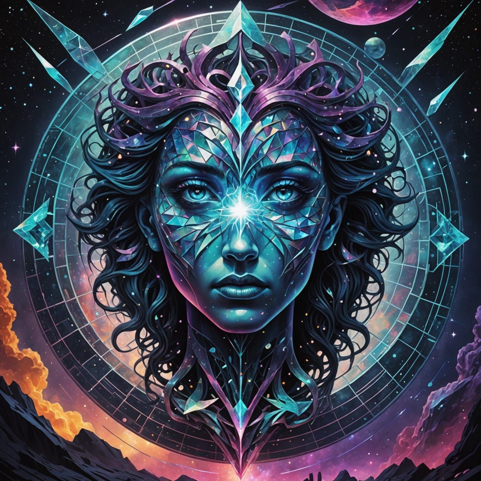 Holographic Shattered Heart Astral Illustration