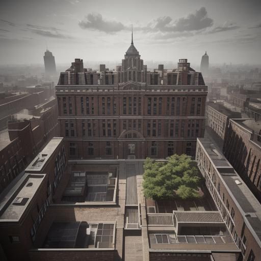 High-Contrast Architectural Rendering of Bricks in Mono Ligh...