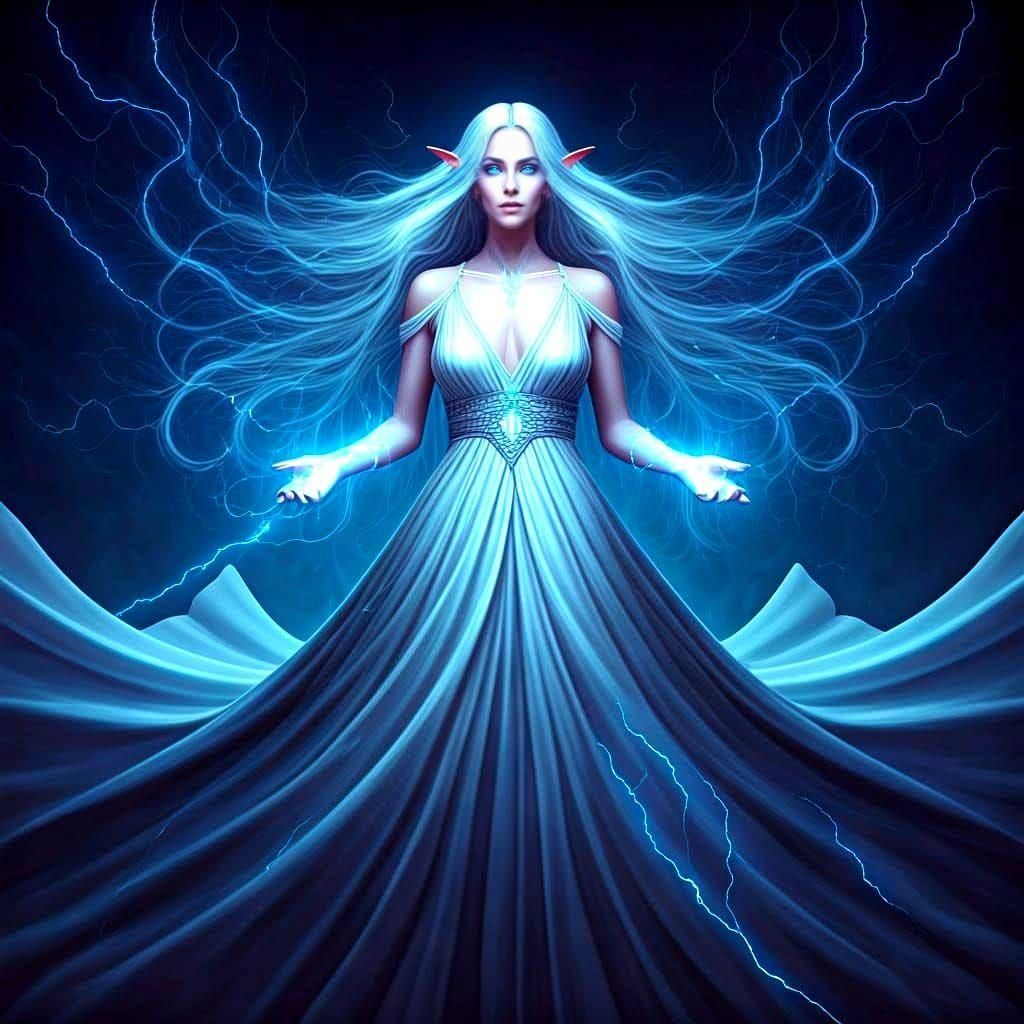 Silver Elf in Lightning Storm