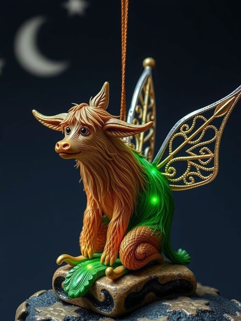 Surreal Grumpy Pixie Yak in Antigravity Dutch Pour