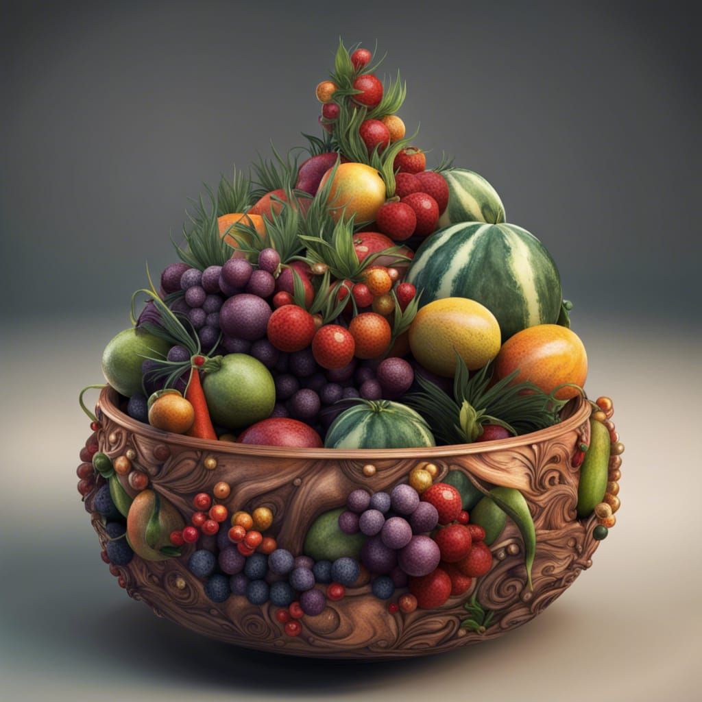 Xenomorph's Fruit Feast in Hyperrealistic Detail