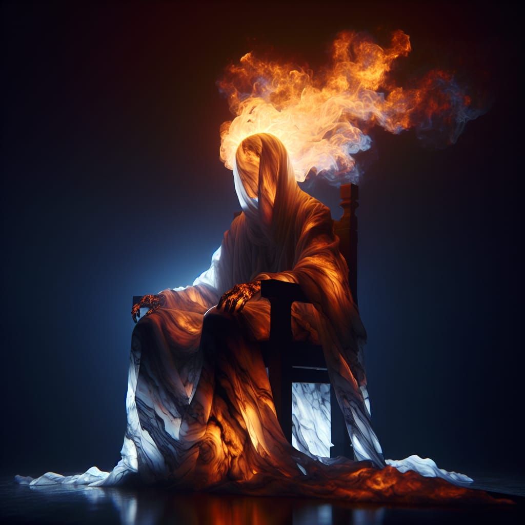 Ethereal Figure Engulfed in Flames