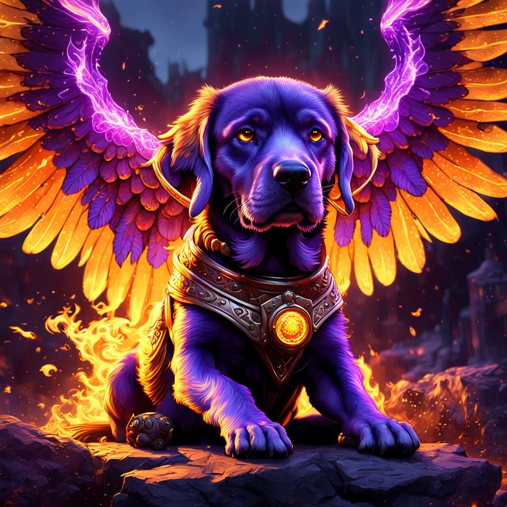 Three-Headed Fire-Winged Dog: Dark Fantasy Concept Art
