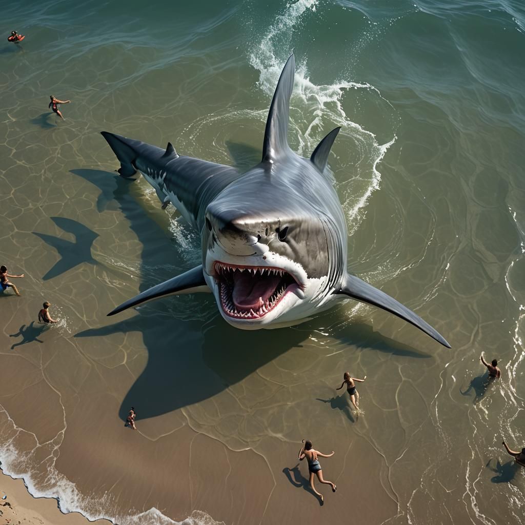 Dramatic Shark Attack Fantasy Concept Art