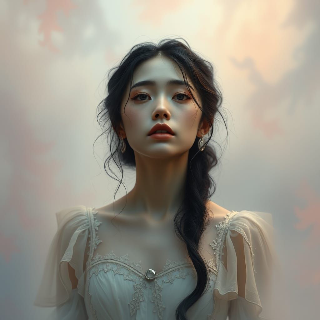 Ethereal Woman in Elegant Tears